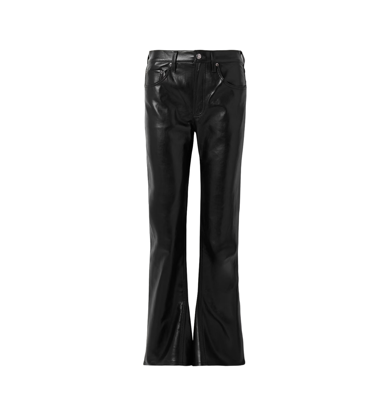 Zendaya wearing Prada Leather biker jacket – Black and Agolde Kick boot recycled leather-blend flared pants – Black.